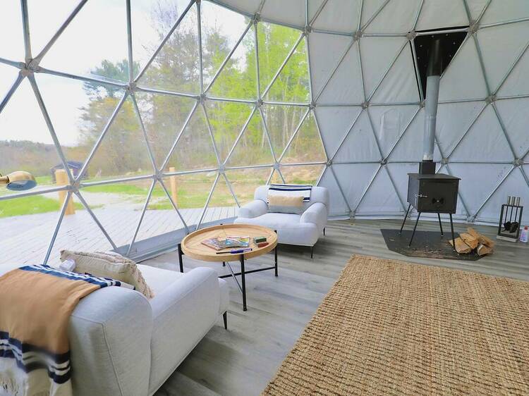 The glamping dome in Maine