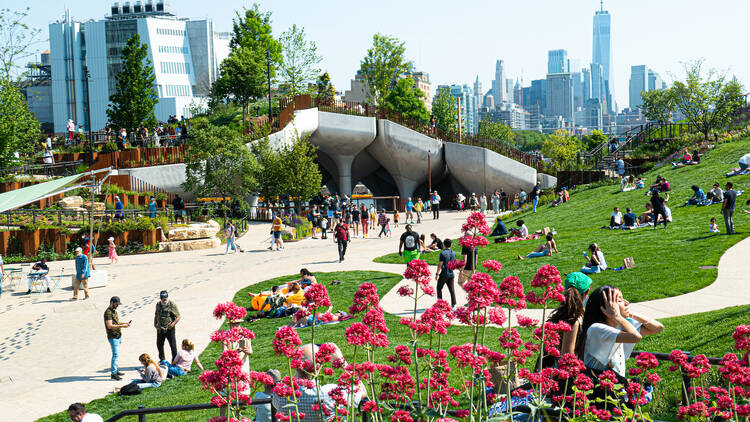 "Little Island", a new, free public park pier opened May 21,2021 at Green Space Located Within Hudson River Park, NYC,USA. May 21,2021.