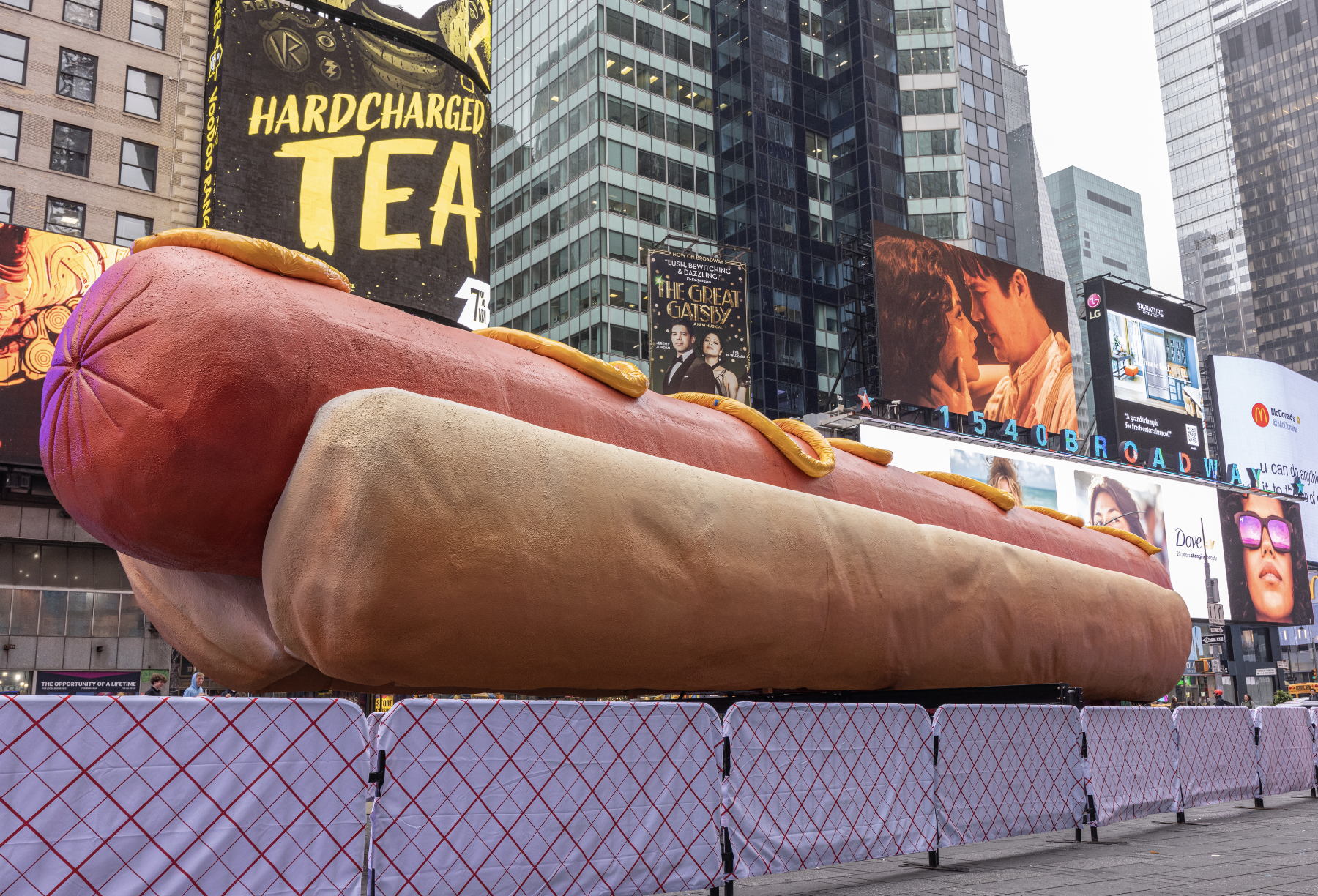 Giant hot dog in Times Square