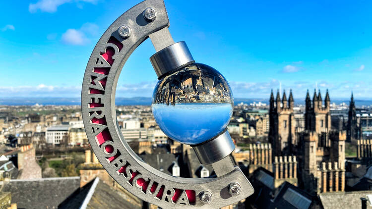 the camera obscura globe overlooking the city of Edinburgh