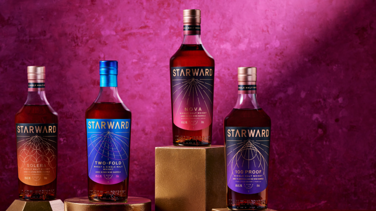 Bottles of Starward whiskey.