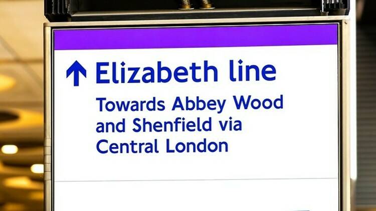 Elizabeth line sign, London