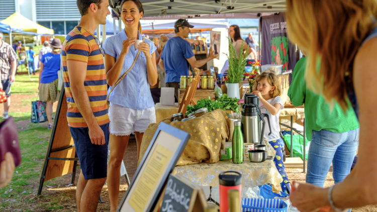 Family at outdoor market