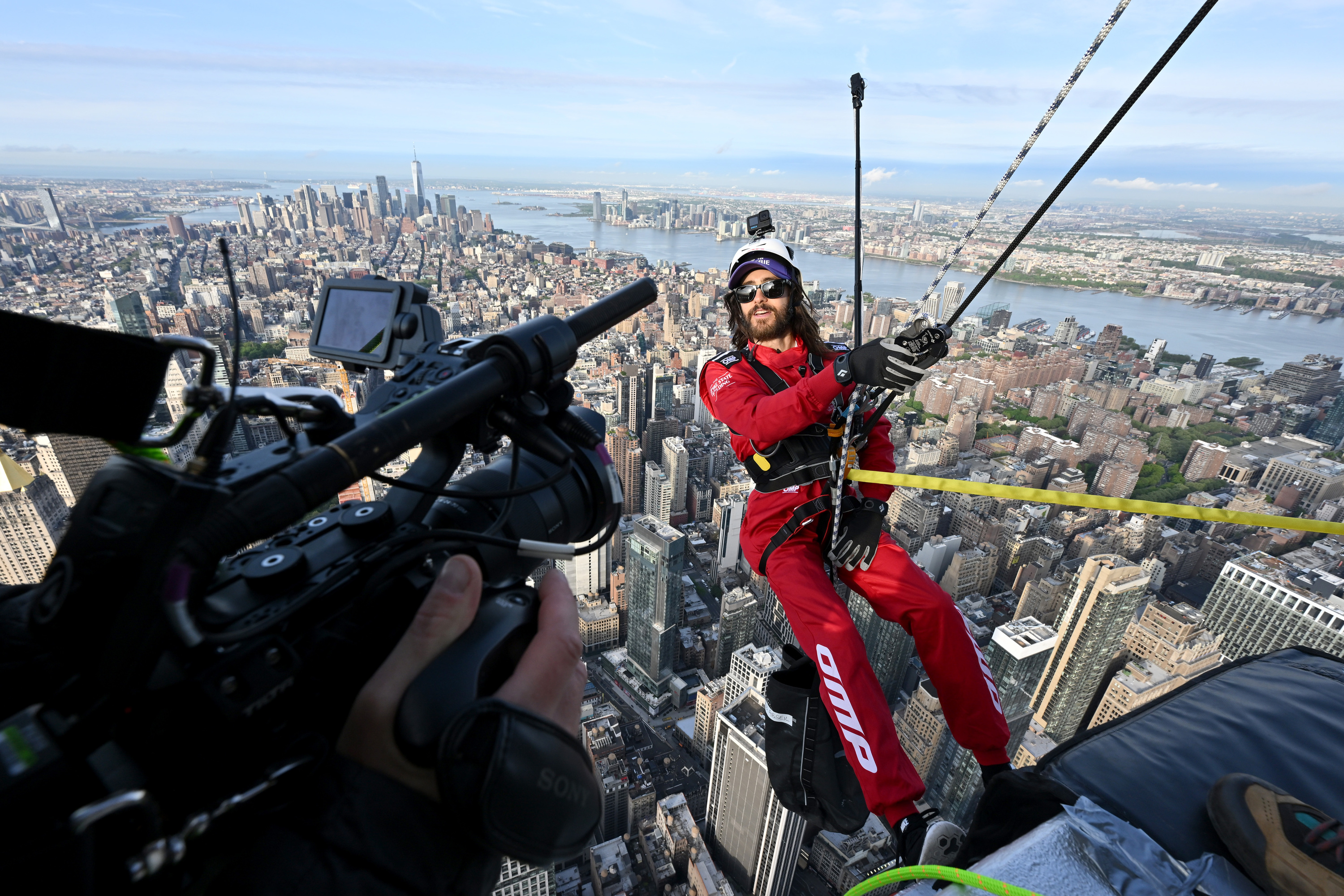 Jared Leto rappels down the Empire State Building
