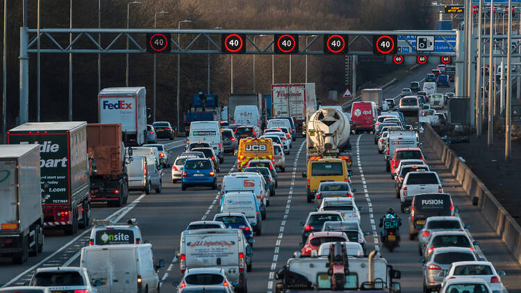 M25 motorway traffic, England
