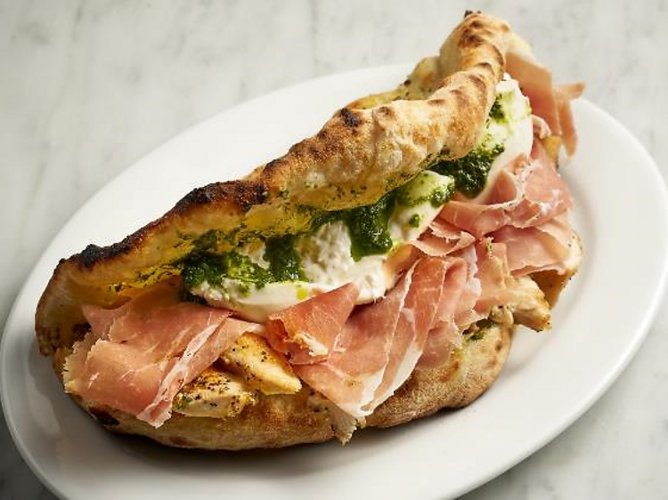 Savta is serving pizza dough sandwiches on Bleecker Street