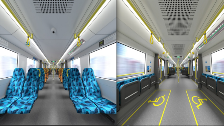 A virtual image of the interior of the new train