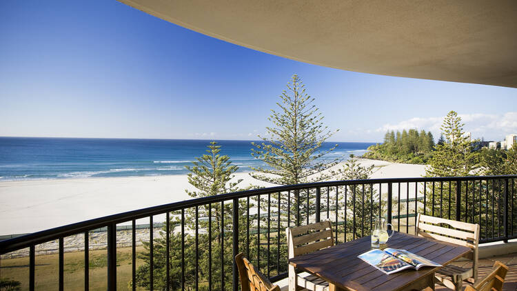 A balcony overlooking beach