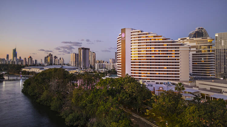 Star hotel overlooking water