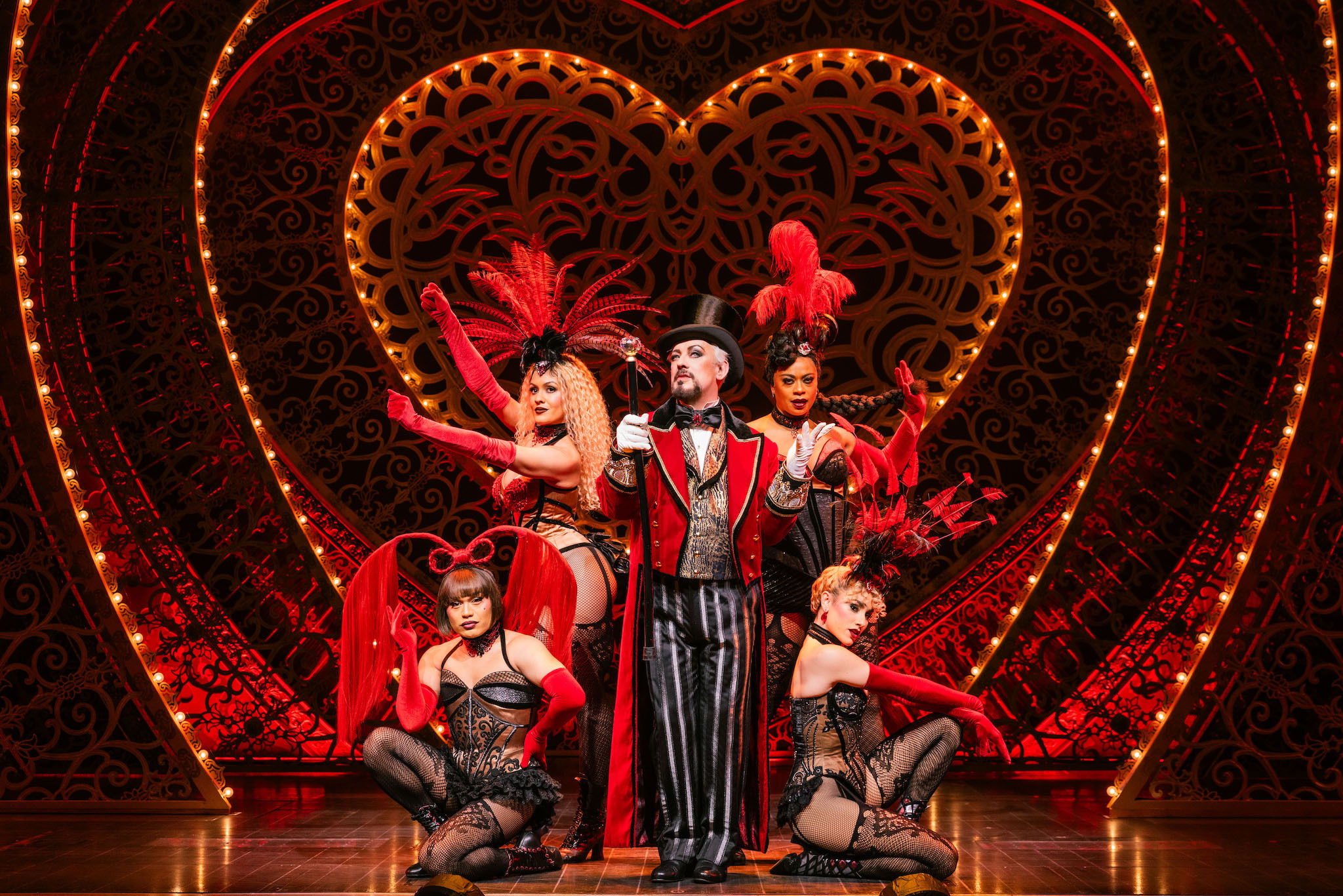 The cast on stage during Moulin Rouge.