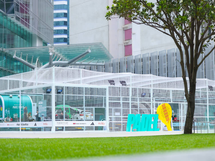 A full-scale padel court has landed at Taikoo Place