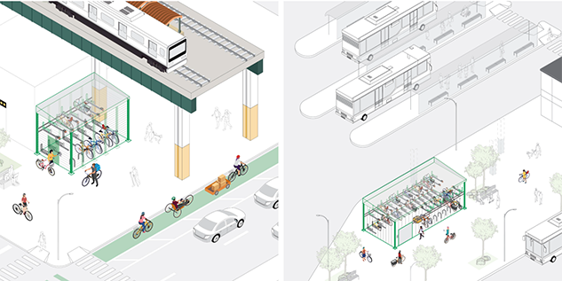 rendering of bike storage