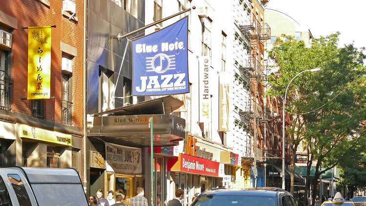 Street view with Blue Note Jazz Club New York