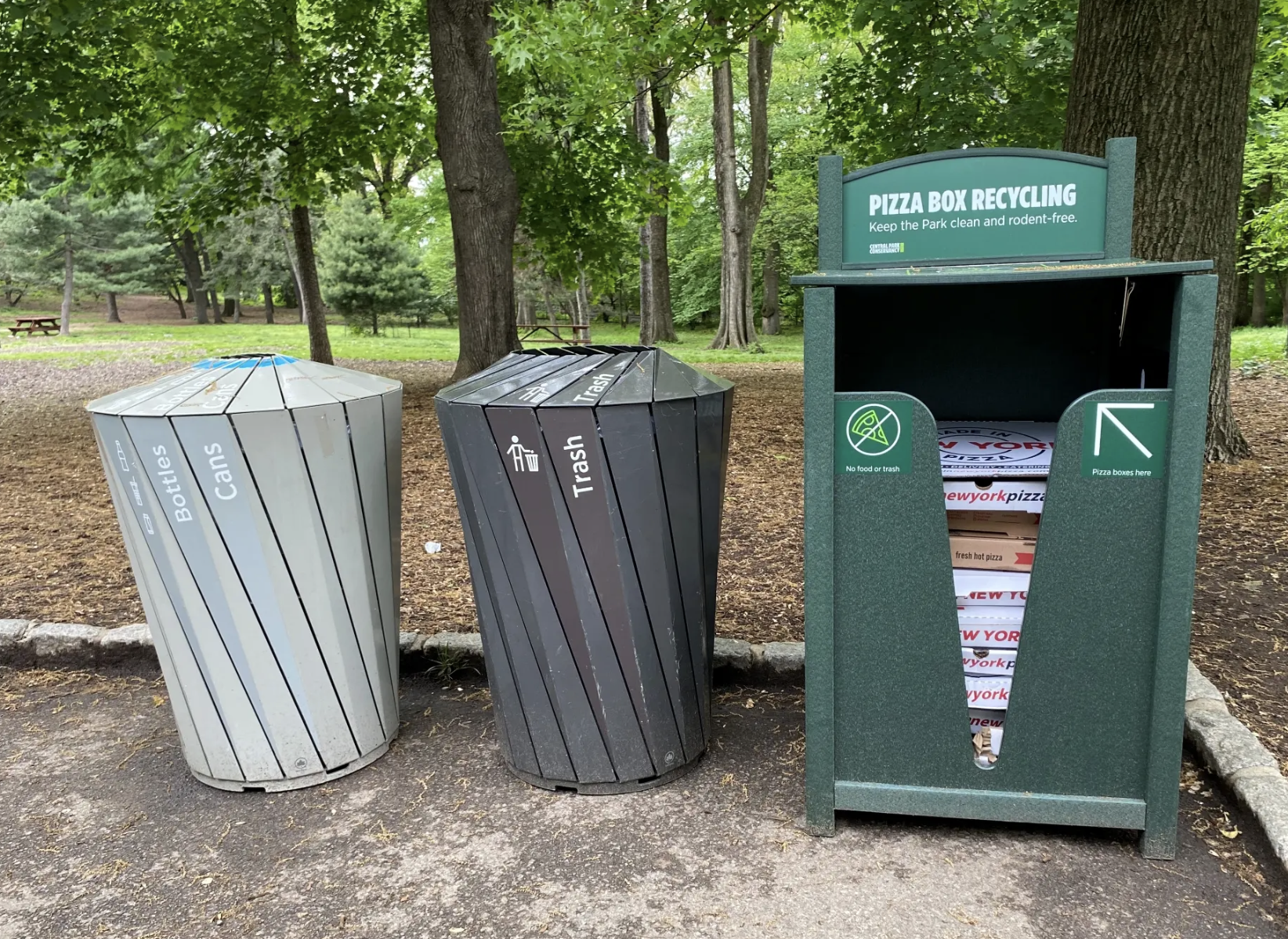 Check out the new pizza recycling boxes now in Central Park