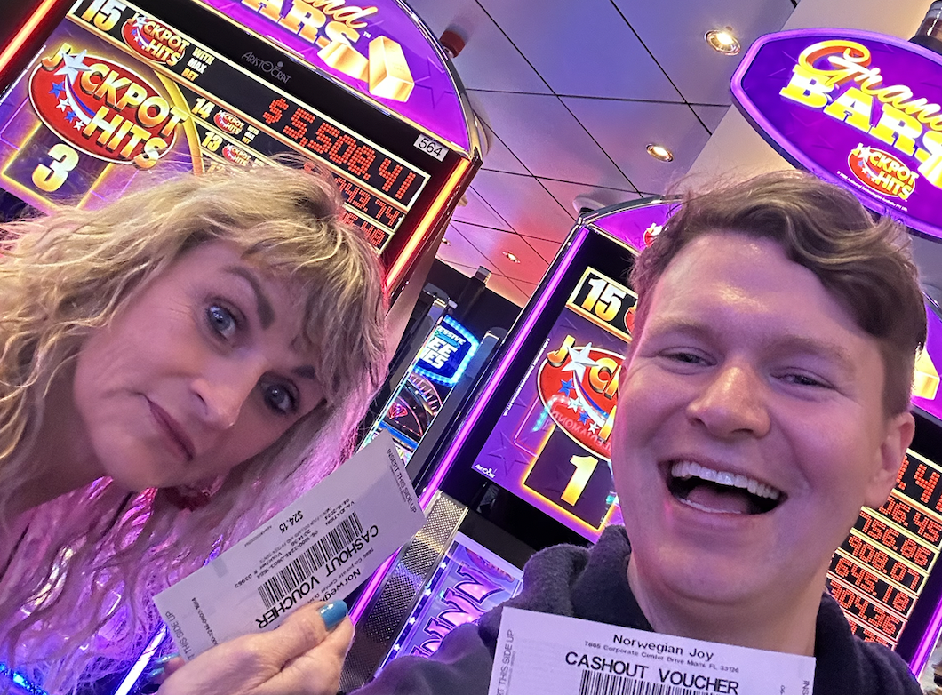 Zach Zimmerman and mom at the casino on the cruise ship