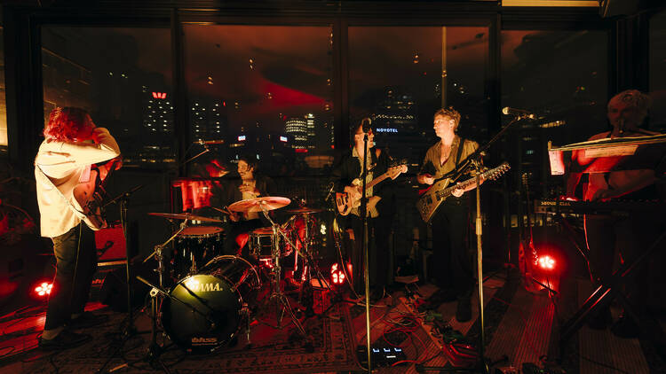 A band playing at Sky Bar