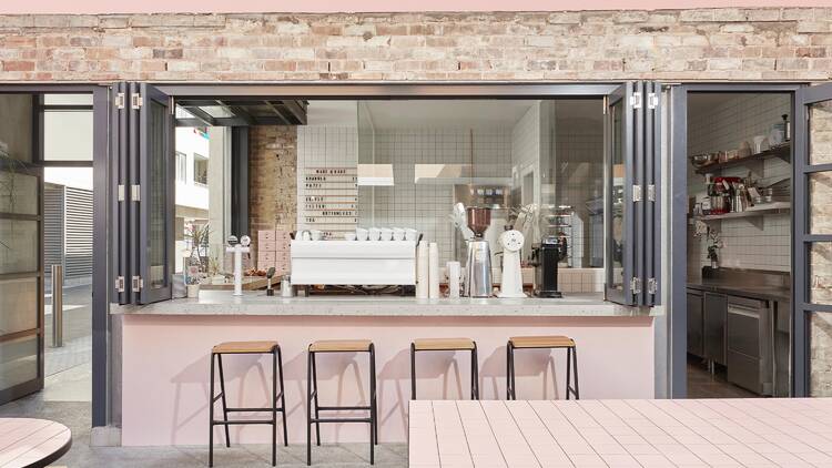 Pink cafe shopfront