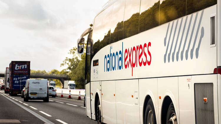 National Express coach on motorway