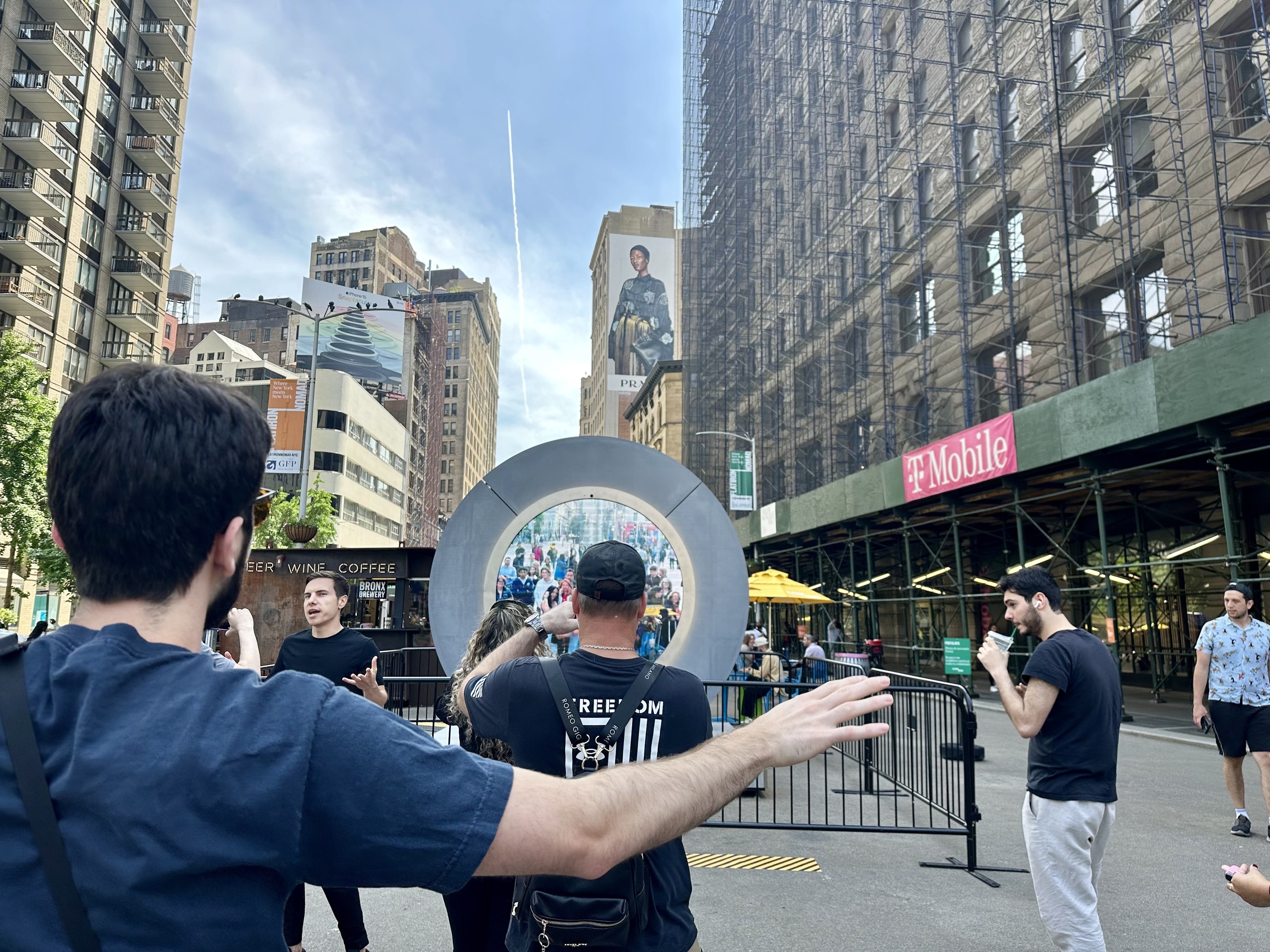 People gather in front of The Portal.