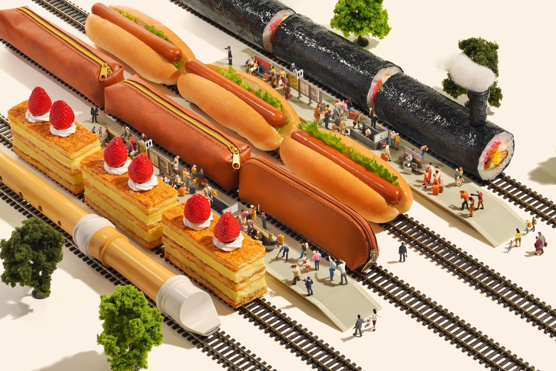 田中忠雄、地に物かく人、希少な画集より、新品高級額・額装付、状態良好 日常にあるものを使ったユーモアあふれるミニチュアアート