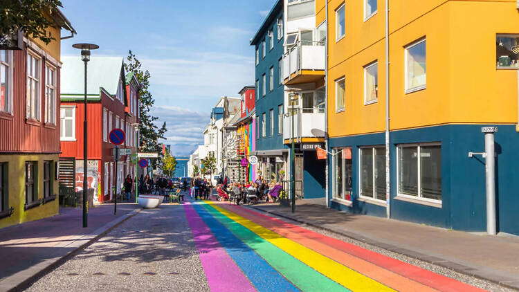 Reykjavik Iceland The Klapparstigur Pedestrian Street