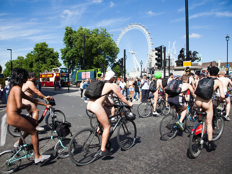 Cheer on the brave Londoners taking part in the World Naked Bike Ride