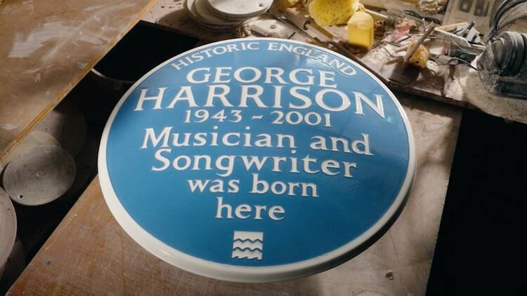 Blue plaque commemorating the birthplace of George Harrison