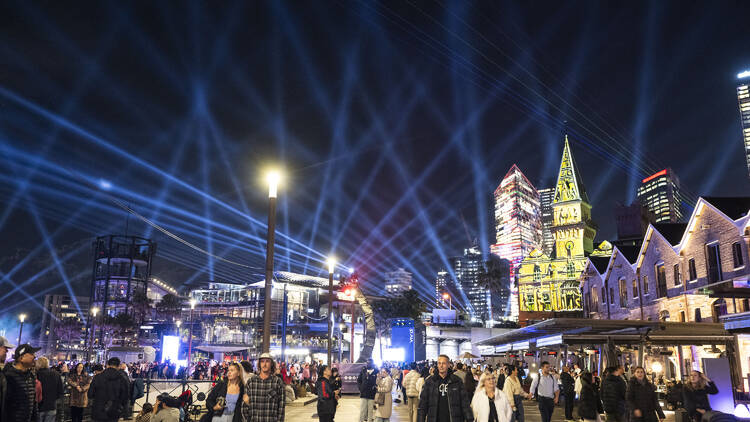 People walking during Vivid Sydney 2024