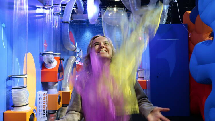 A person playing in an exhibition. 