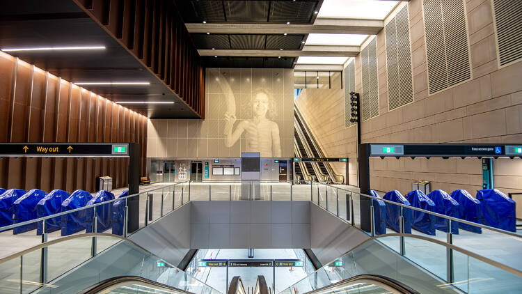 The final touches are being added to the concourse level at Waterloo station as the Sydney Metro City and Southwest moves closer to its opening date in 2024.