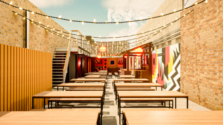 CGI of Camden Courtyard open-air venue 