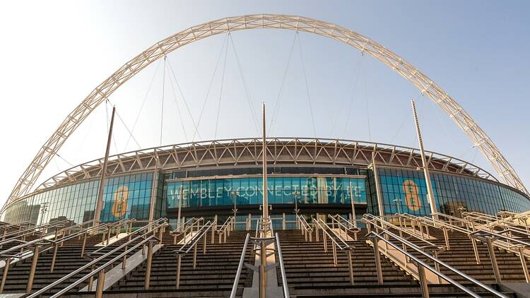 Wembley Stadium in London in the daytime