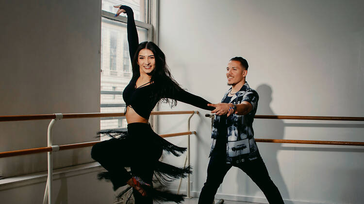 Salsa Dancers Jordynn Lurie and Adriel Flete 