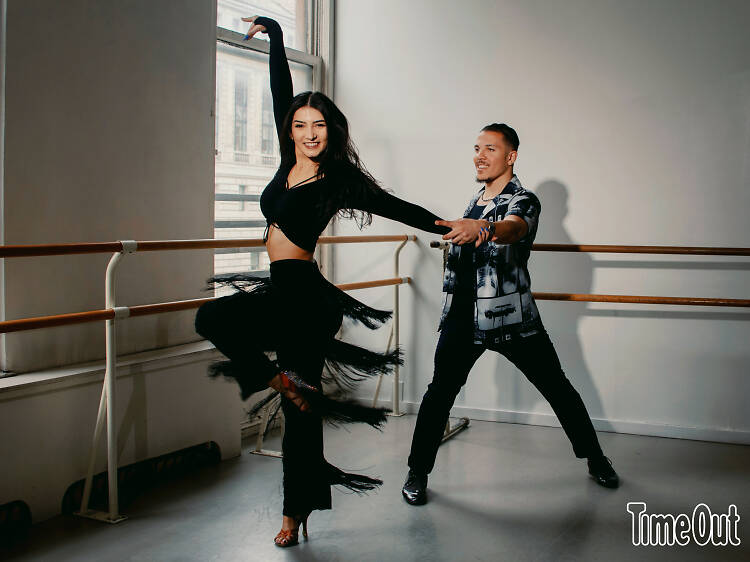 Salsa Dancers Jordynn Lurie and Adriel Flete 