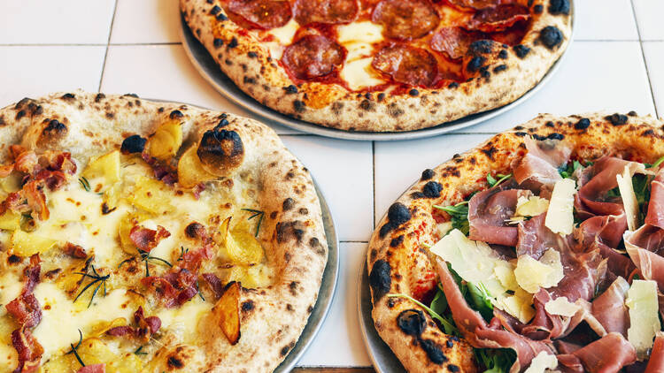 Three pizzas at Manly Wharf Bar