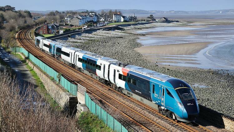 New Avanti West Coast Evero trains by the seaside in the UK