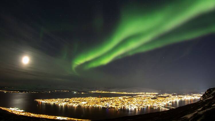 Torsø in Norway with Northern lights