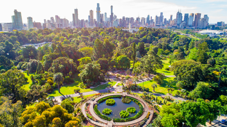 Royal Botanic Gardens seen from above