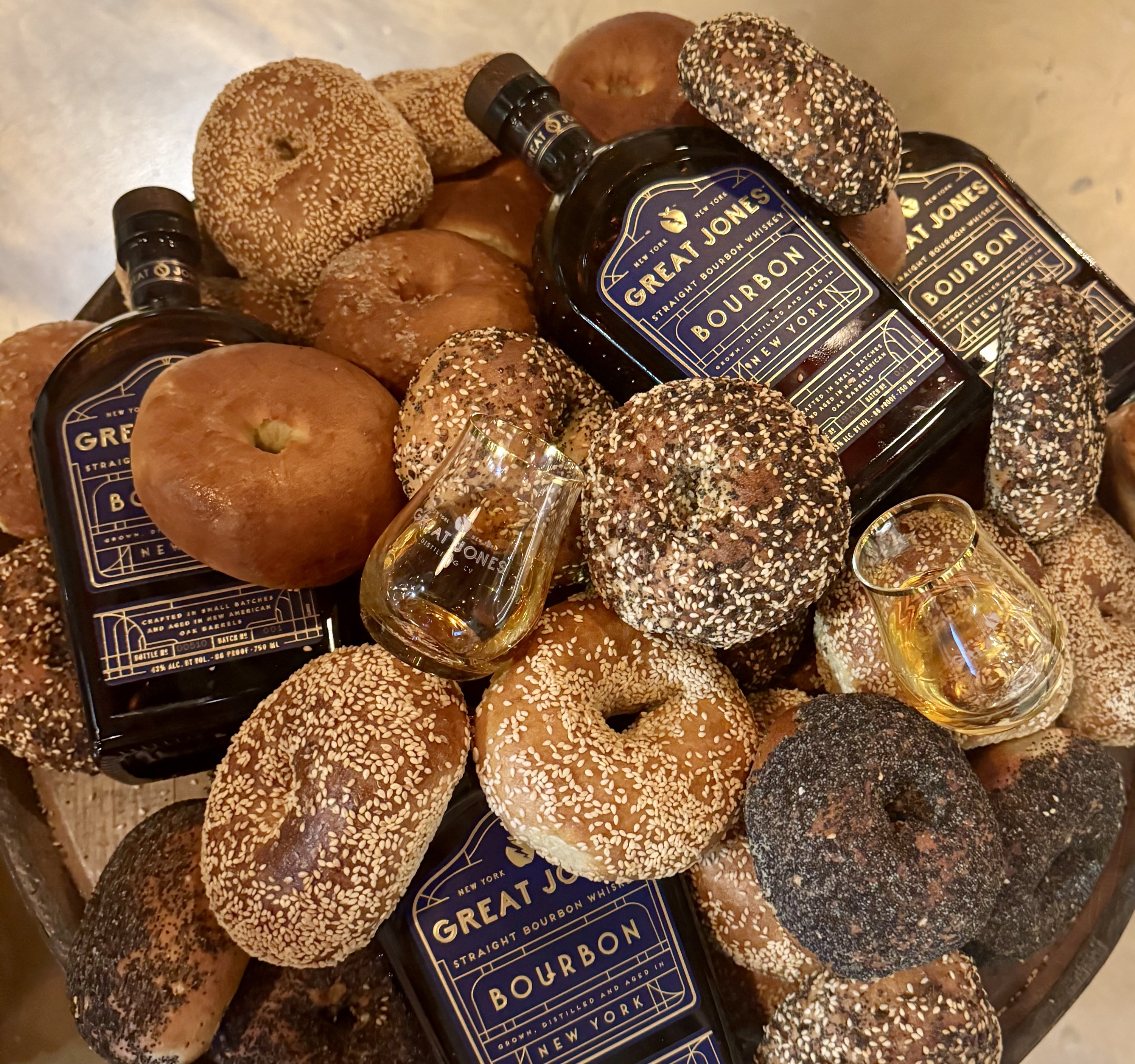 Great Jones Distilling Co. and Popup Bagels whip up a bourbon schmear