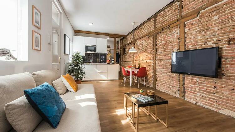 The stylish studio in a restored 1890s building