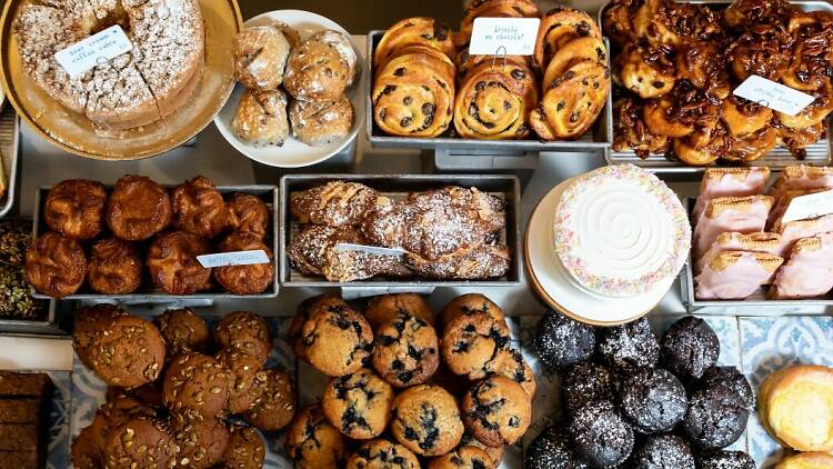 Flour Bakery pastry case in all its glory