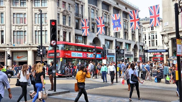 London pedestrian crossing at Oxford Street