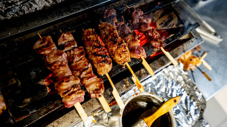 Meat skewers at Izy Aki