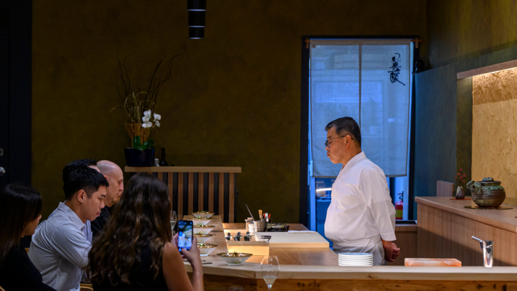 Head chef Jun Oya and guests at Shusai Miso.