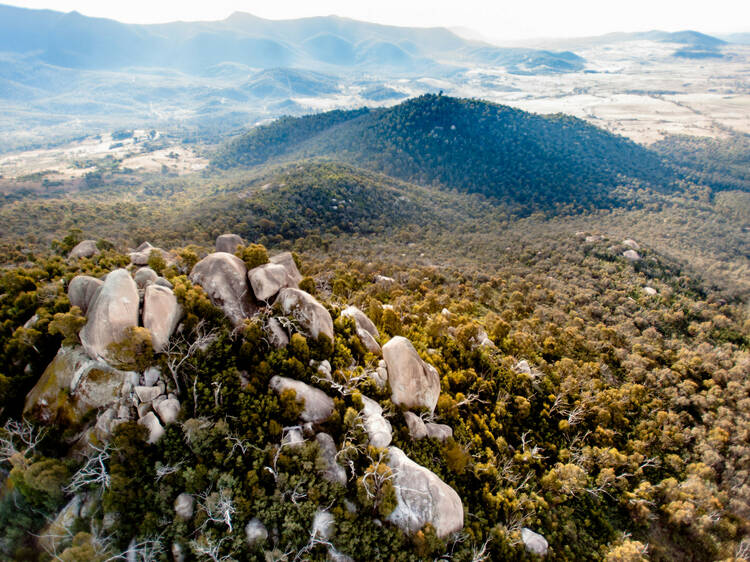 Gibraltar Peak, Tidbinbilla, aerial image of Canberra