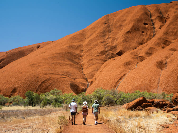 Walking at the base of Uluru