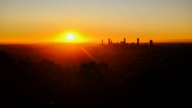 Sunset over Brisbane city