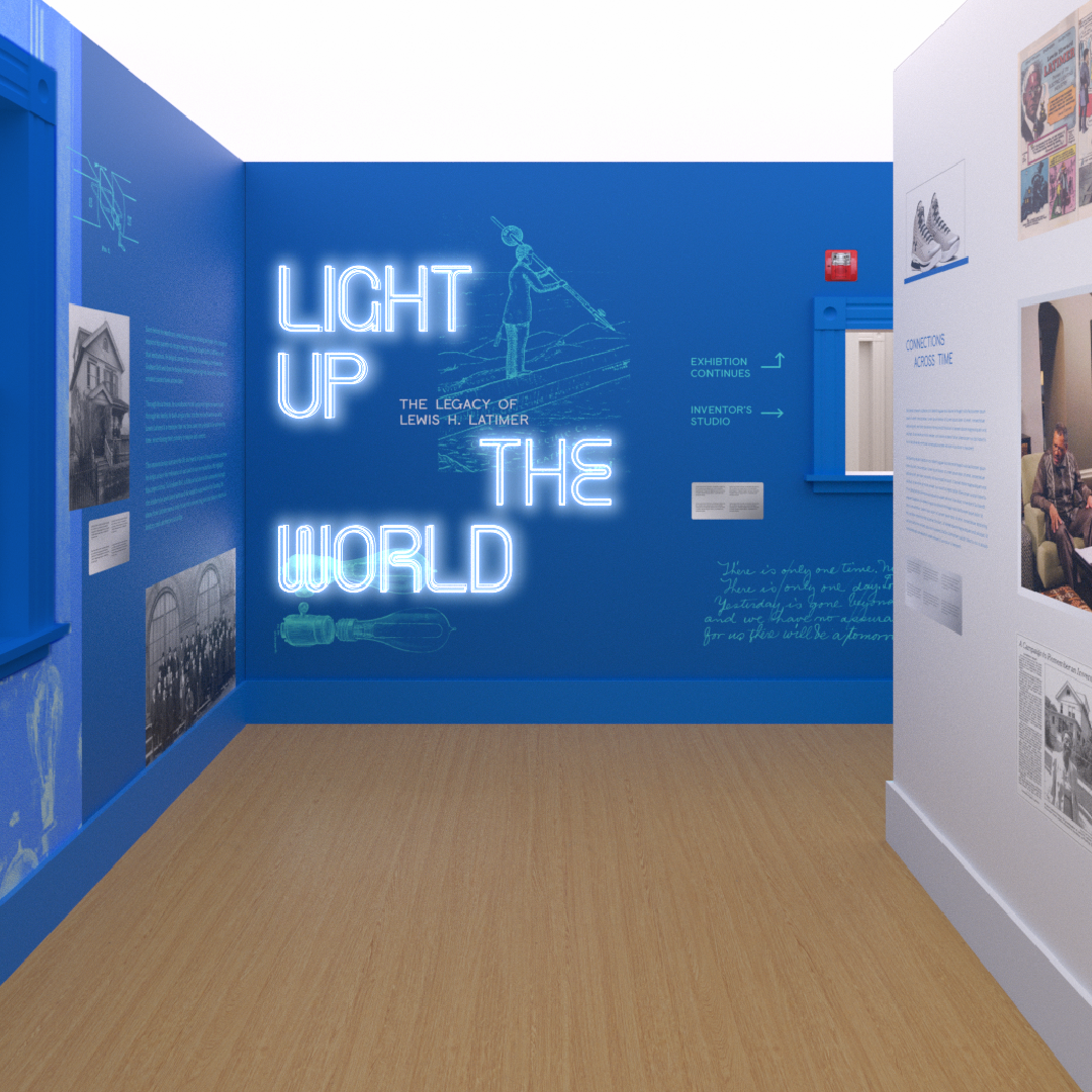 A rendering of the new exhibit reading Light Up The World.