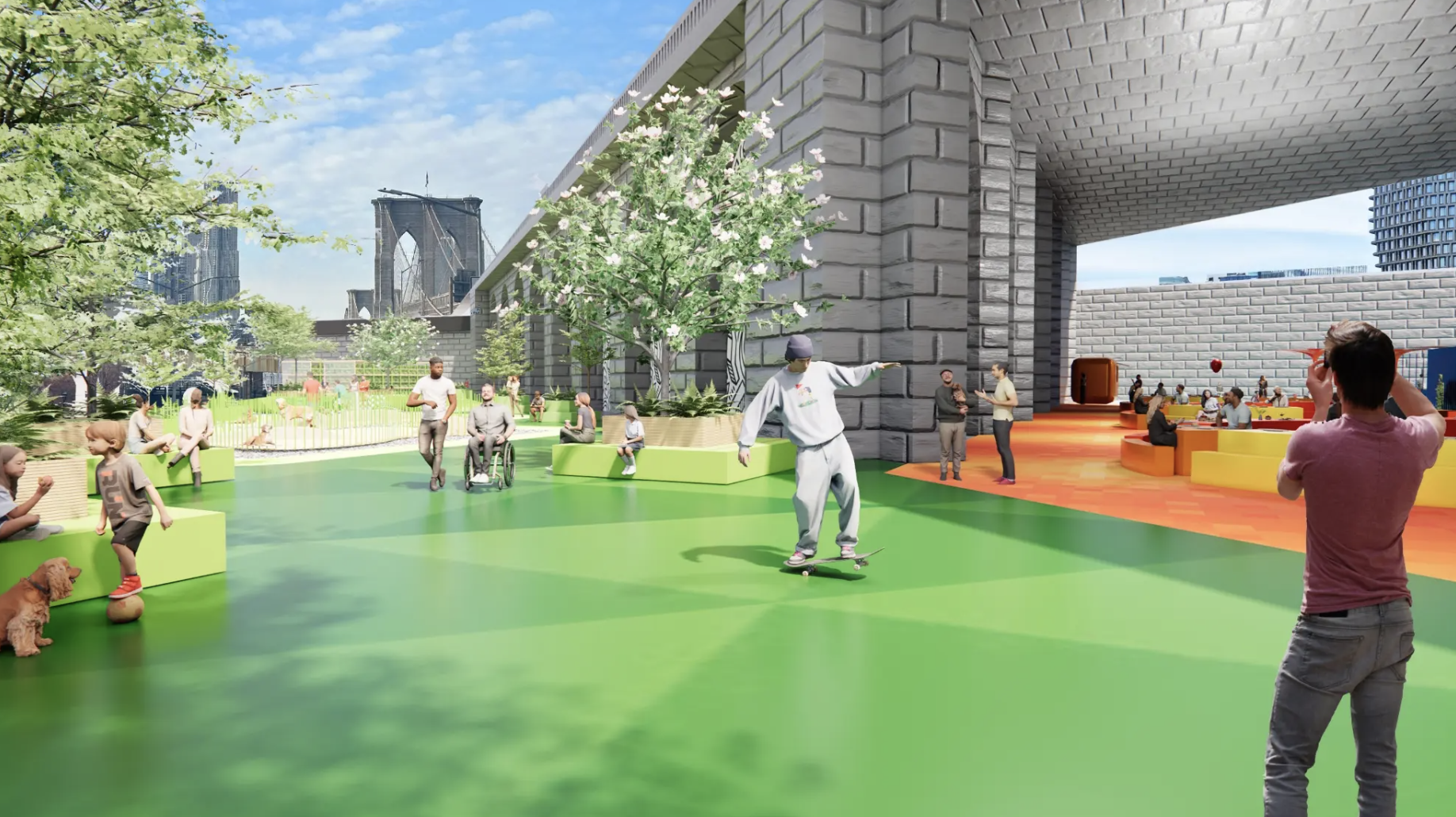 Brooklyn Bridge pickleball court rendering