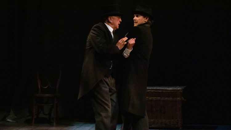 Daniel Macpherson and John Waters onstage in The Woman in Black